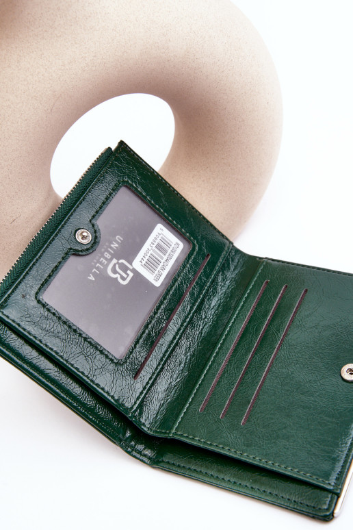 Moteriška tamsiai žalia eko-odinė piniginė Cudea