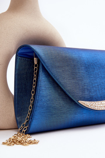 Zarani mėlynas formalus sankabos krepšys ant grandinės