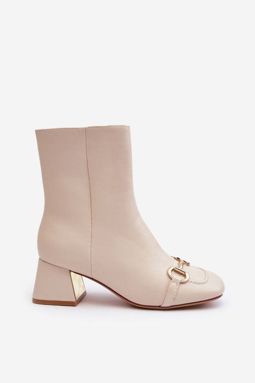 Aukštakulniai batai su dekoracija, šviesiai smėlio spalvos Adinah