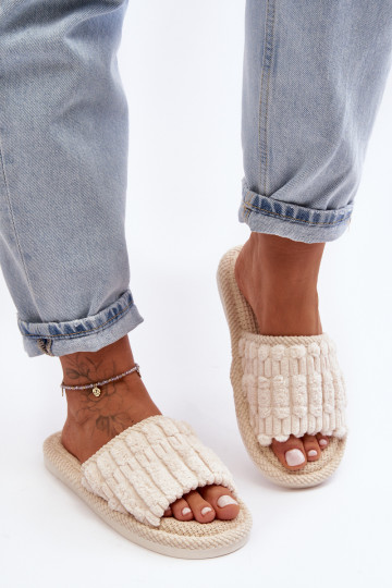 Moteriškos klasikinės smėlio spalvos Rirovi šlepetės 2