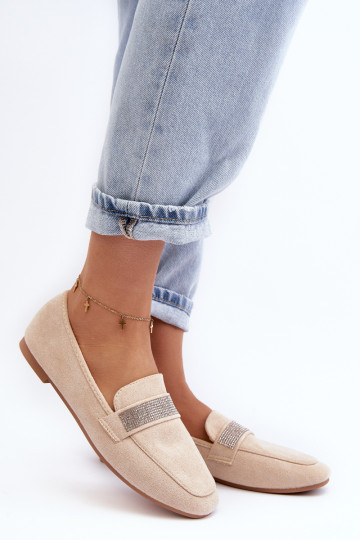 Moteriški mokasinai su smėlio spalvos kalnų krištolais Ralrika