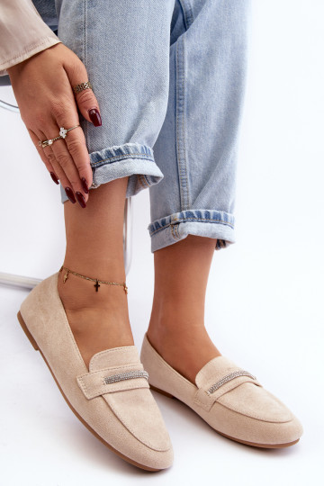 Smėlio spalvos Ladite moteriškos ekologiškos zomšos bateliai 2