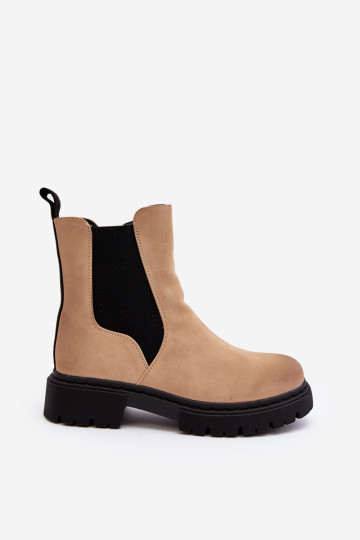 Moteriški izoliuoti Chelsea batai su užtrauktuku smėlio spalvos Vesta