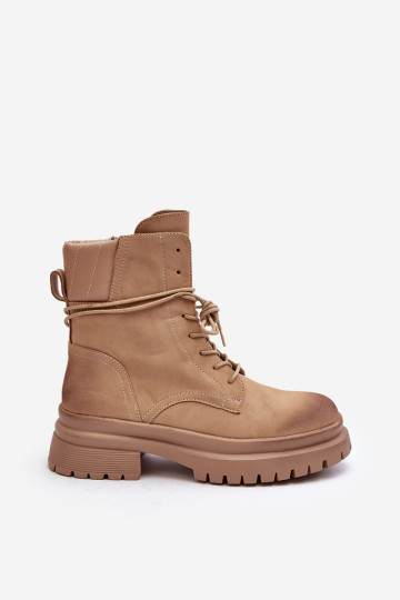 Moteriški „Trapper“ batai ant storo pado, smėlio spalvos „Narelona“.