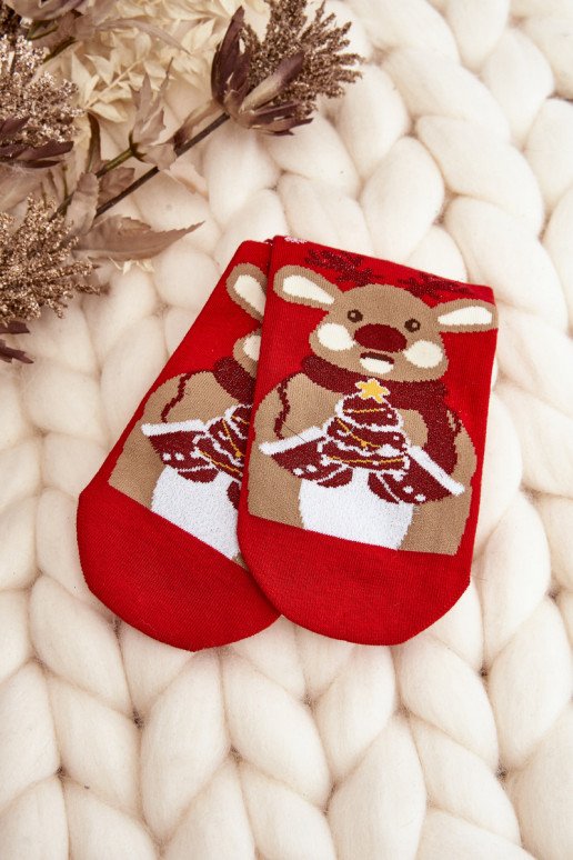 Moteriškos kalėdinės kojinės su raudonu elniu