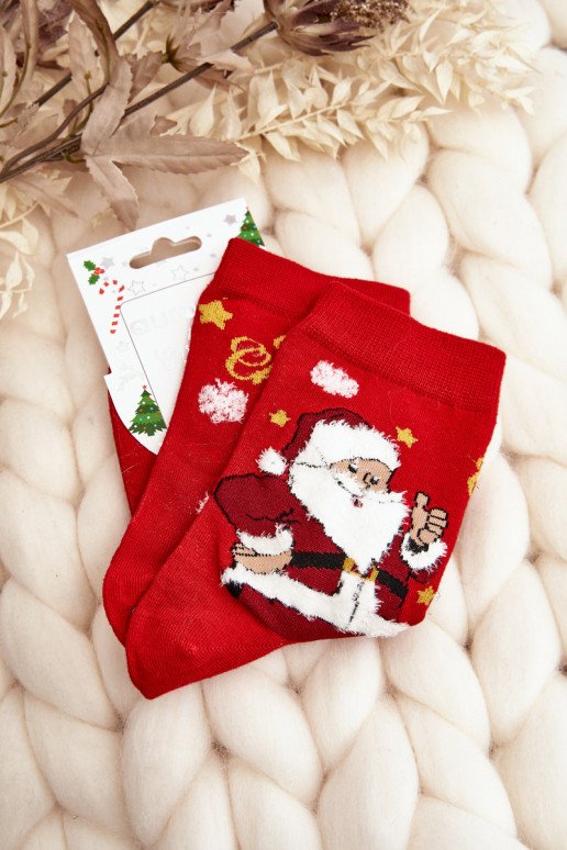 Moteriškos kojinės su Kalėdų Seneliu Raudona