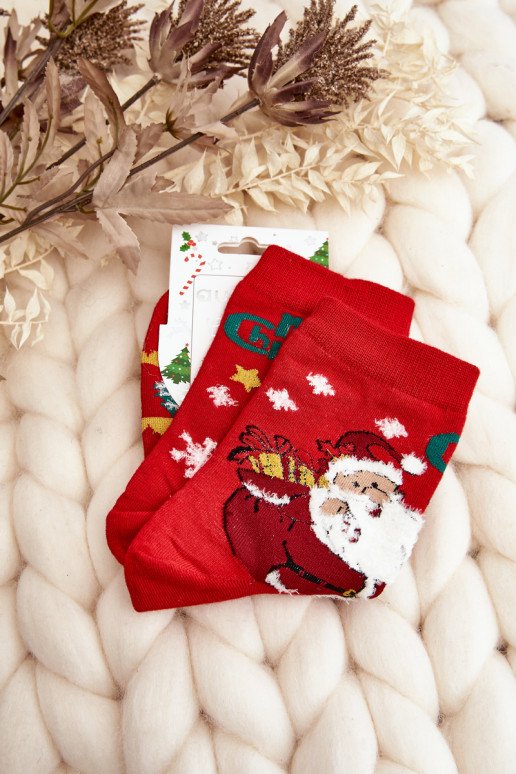 Moteriškos raudonos Kalėdų Senelio kojinės – 2 modelis