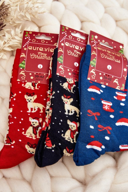 Vyriškos kalėdinės medvilninės kojinės su raudonais elniais