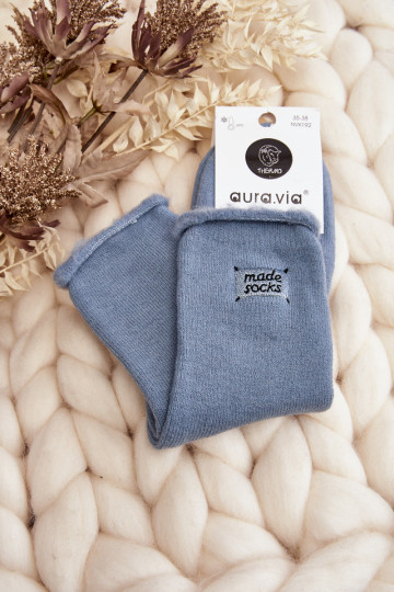 Mėlynos moteriškos storos kojinės