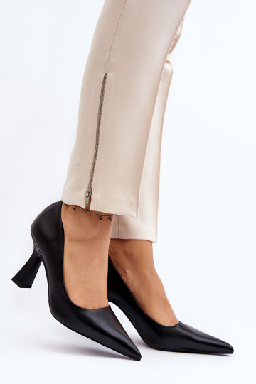 Klasikiniai juodi Delimena aukštakulniai su smailiu pirštu 2