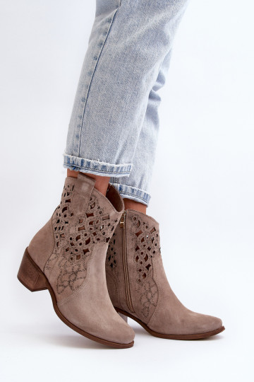 Zazoo 3394 moteriški ažūriniai Cappucino aukštakulniai batai
