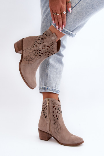 Zazoo 3394 moteriški ažūriniai Cappucino aukštakulniai batai 2