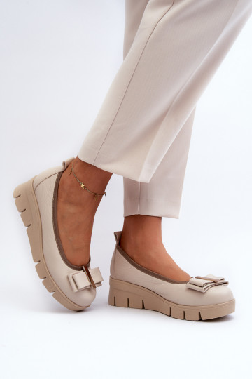 Odinės balerinos ant platformos su puošmena, Cream Lewski 3384 2