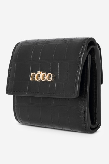 Moteriška maža piniginė Natūralios odos gyvūnų raštas Nobo NPUR-LR0111-C020 Juoda 2