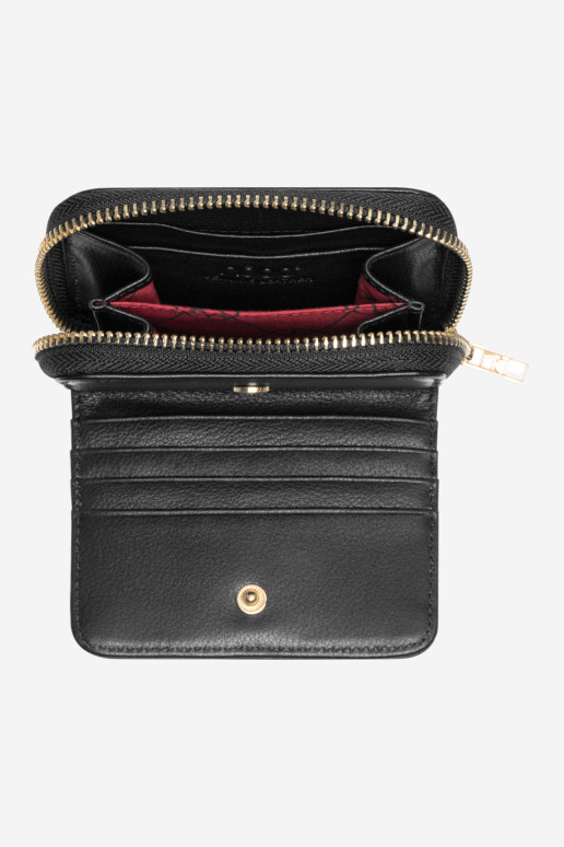 Moteriška piniginė Natūralios odos gyvūnų raštas mažas Nobo NPUR-LR0020-C020 juodas