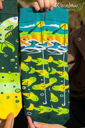 ŽVEJYBOS LAIKAS 2 porų vaivorykštinių kojinių rinkinys 2