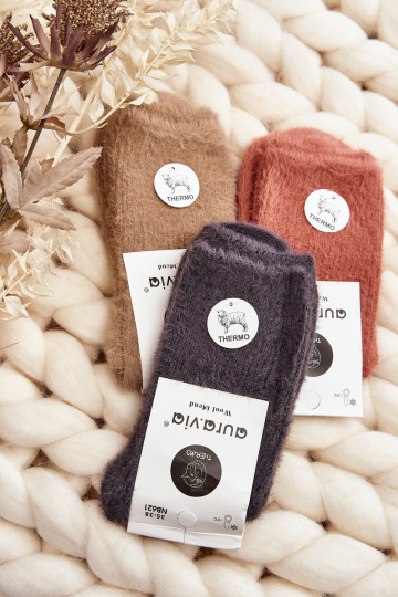 Šiltos glotnios Alpaca Coral moteriškos kojinės