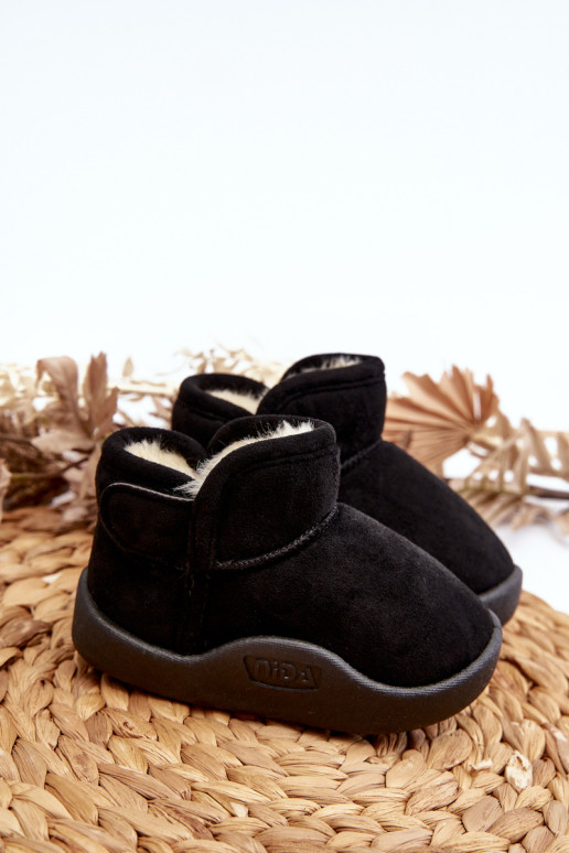 Juodi Benigna vaikiški sniego batai su kailiniu pamušalu