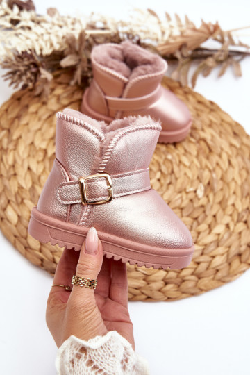 Vaikiški ekologiški odiniai sniego batai su dirželiu, Rožinis Orinor