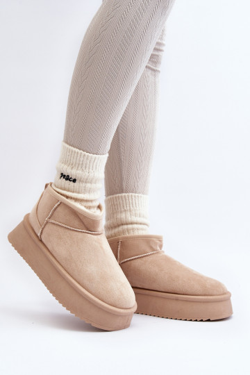 Smėlio spalvos Caliksa moteriški sniego batai storu padu