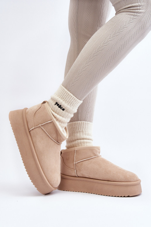 Smėlio spalvos Caliksa moteriški sniego batai storu padu