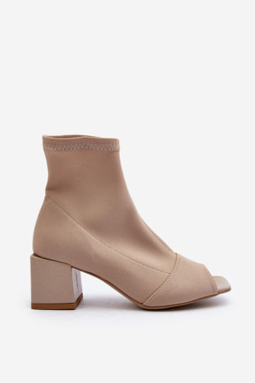 Zazoo 2876 moteriški aukštakulniai batai atvirais pirštais, smėlio spalvos 2