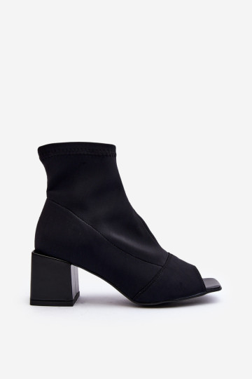 Zazoo 2876 moteriški aukštakulniai batai atvirais pirštais, juodi 2