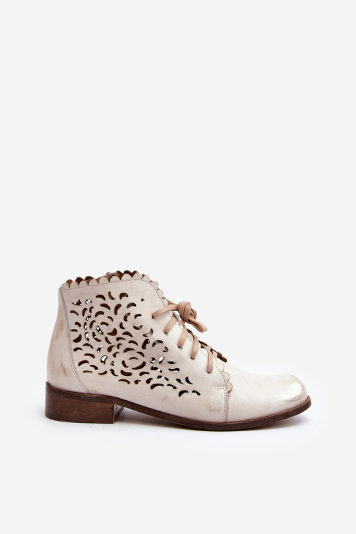 Zazoo 2871 moteriški ažūriniai suvarstomi kulkšnies batai, auksiniai, šlifuoti