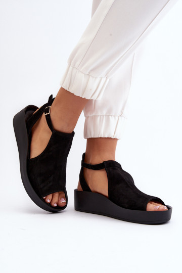 Zazoo 2914 moteriški sandalai, zomšiniai juodi 2