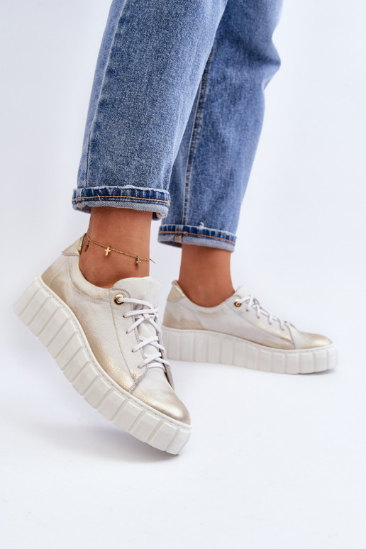 Zazoo 2919 moteriški odiniai batai storu padu, auksiniai