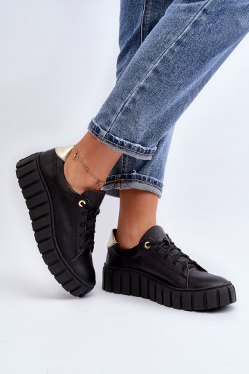 Zazoo 2919 moteriški odiniai batai storu padu, juodi 2