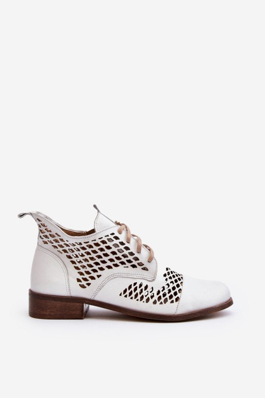 Zazoo 2704 Odiniai ažūriniai batai, balti