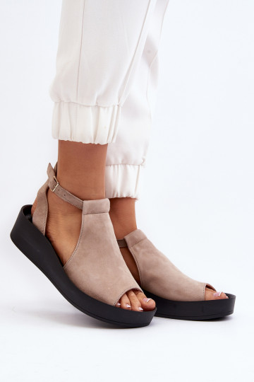 Zazoo 2914 moteriški sandalai, zomšiniai smėlio spalvos