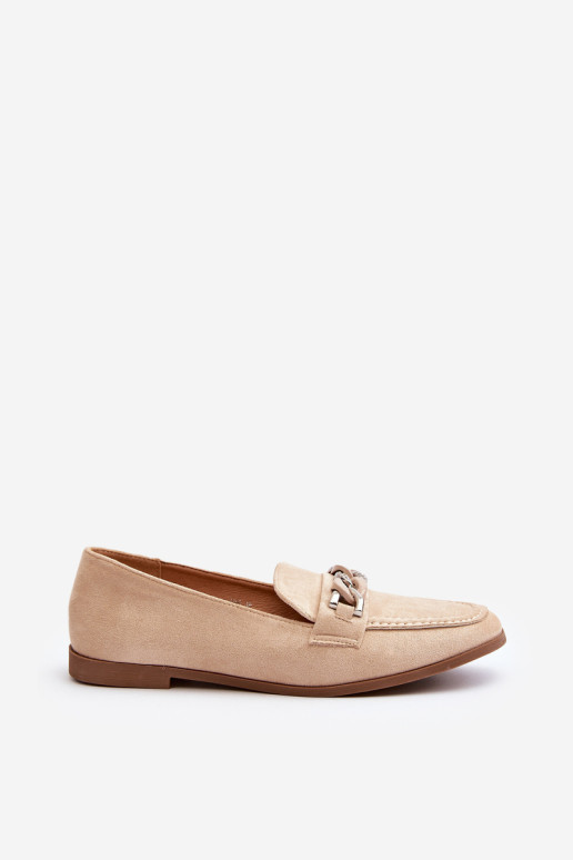 Moteriški mokasinai su grandinėle Beige Ambrise