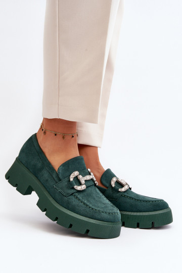 Moteriški mokasinai su puošmena, Green Elise