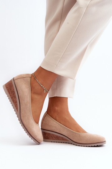 Moteriški smėlio spalvos „Belli“ batai su pleištu 2