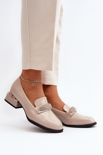 Moteriški patentuoti žemakulniai batai, smėlio spalvos Marilni