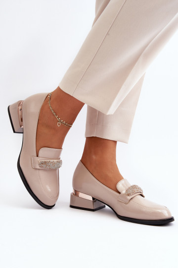 Moteriški patentuoti žemakulniai batai, smėlio spalvos Marilni 2