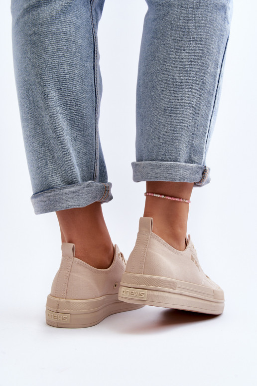 Moteriški smėlio spalvos audinio sportbačiai Staneva