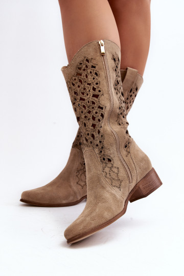 Zazoo 3403 Moterų ažūriniai žemakulniai batai šviesiai smėlio spalvos 2