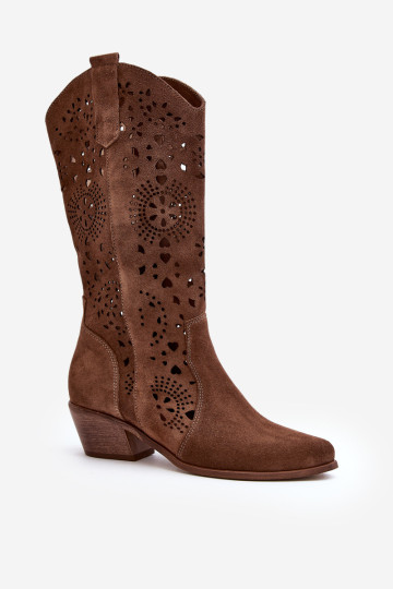 Zazoo 3396 Zomšiniai ažūriniai pusbačiai rudos spalvos 2