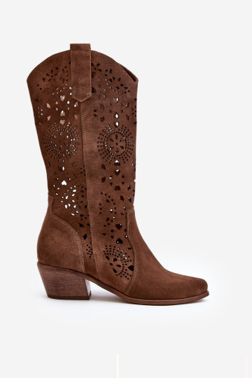 Zazoo 3396 Zomšiniai ažūriniai pusbačiai rudos spalvos