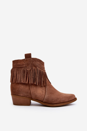 Zazoo 3430 Moteriški zomšiniai batai su kutais Camel