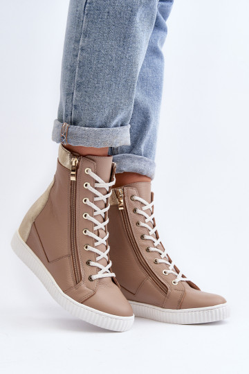 Zazoo 3081 Odiniai moteriški sportbačiai Anchor Beige