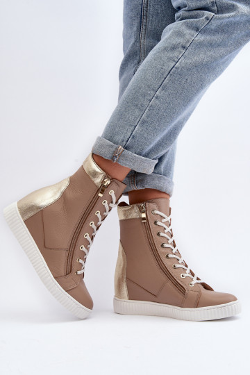Zazoo 3081 Odiniai moteriški sportbačiai Anchor Beige 2