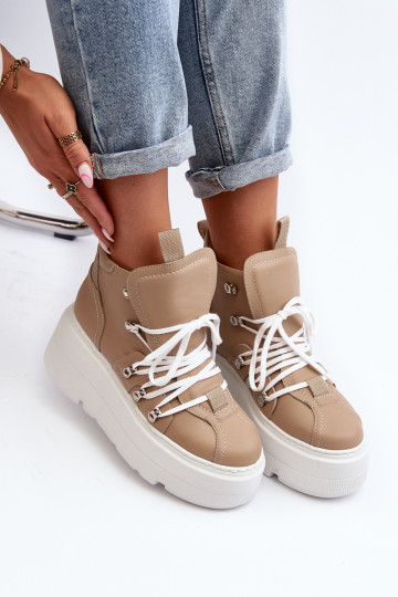 Zazoo 3416 Odiniai moteriški sportiniai bateliai Beige 2