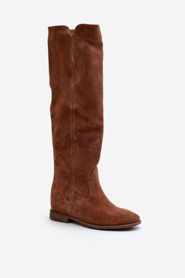 Zazoo 3407 Kelio aukštakulniai zomšiniai plokšti batai su kulnu Camel 2