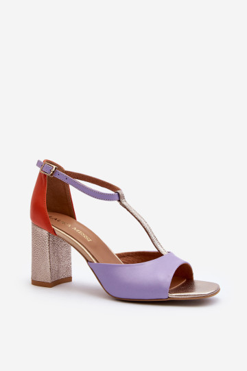 Laura Messi 2759 Violetiniai odiniai smailianosiai sandalai