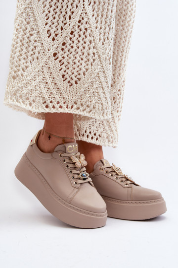 Moteriški odiniai sportbačiai su ornamentais CheBello 4292 Beige
