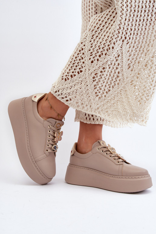 Moteriški odiniai sportbačiai su ornamentais CheBello 4292 Beige